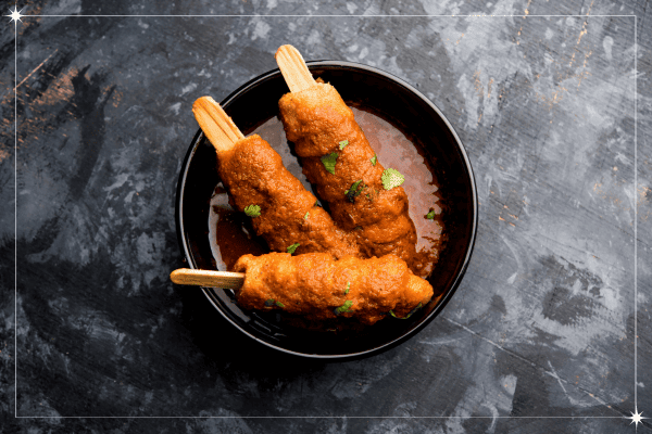 A bowl is filled with delicious soya chaap