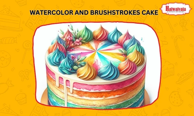 water colour and brushstrokes cake